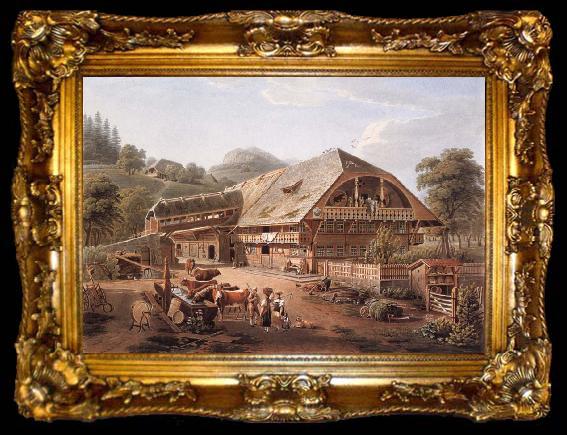 framed  Gabriel Lory fils House of peasants in the vicinity of Bern, ta009-2